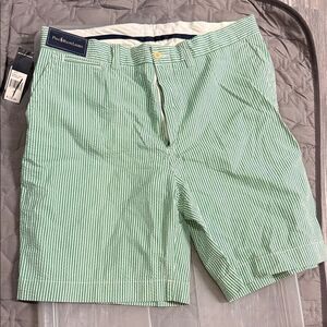 Polo by Ralph Lauren Seersucker Men's Green and White Striped Shorts